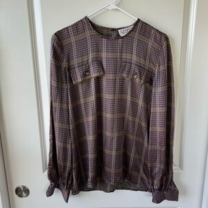 Ognibene Zendman Roma Vintage Windowpane Silk Blouse 10